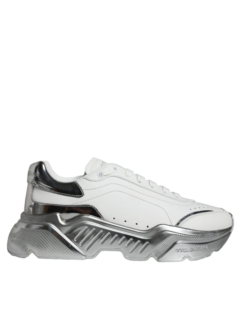 Dolce & Gabbana White Silver Daymaster Low Top Sneakers