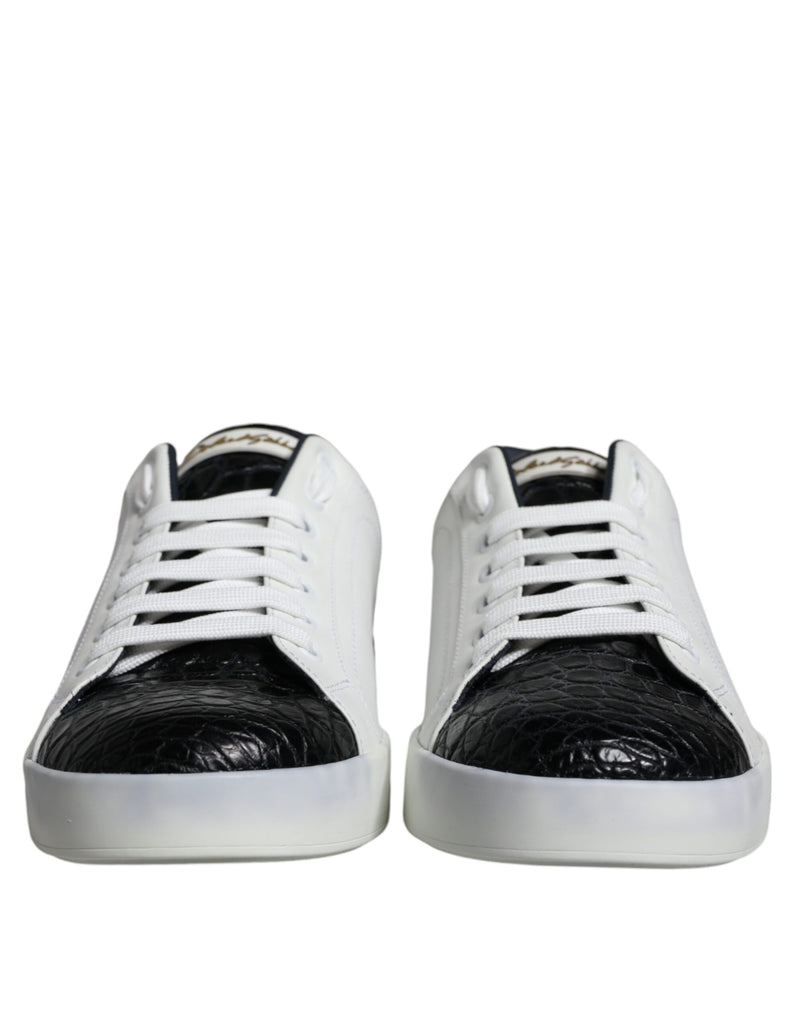 Dolce & Gabbana Black Leather Logo Portofino Sneakers