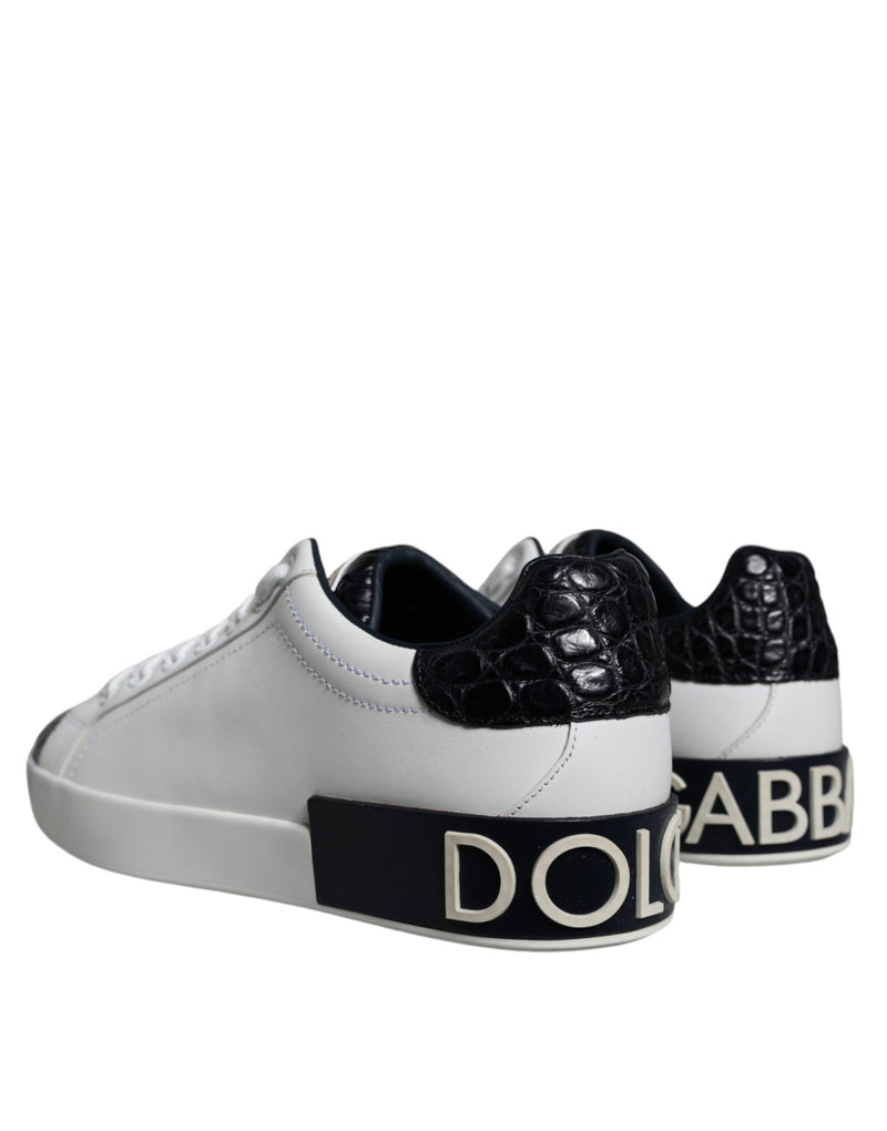 Dolce & Gabbana Black Leather Logo Portofino Sneakers