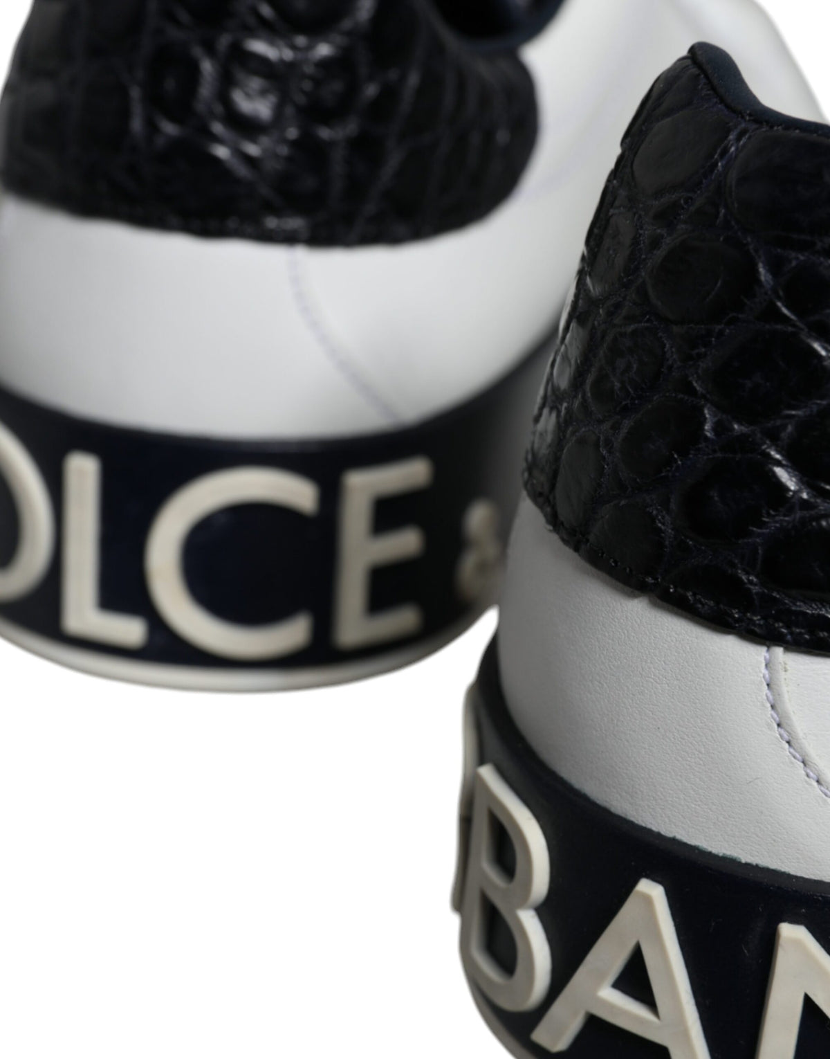 Dolce & Gabbana Black Leather Logo Portofino Sneakers