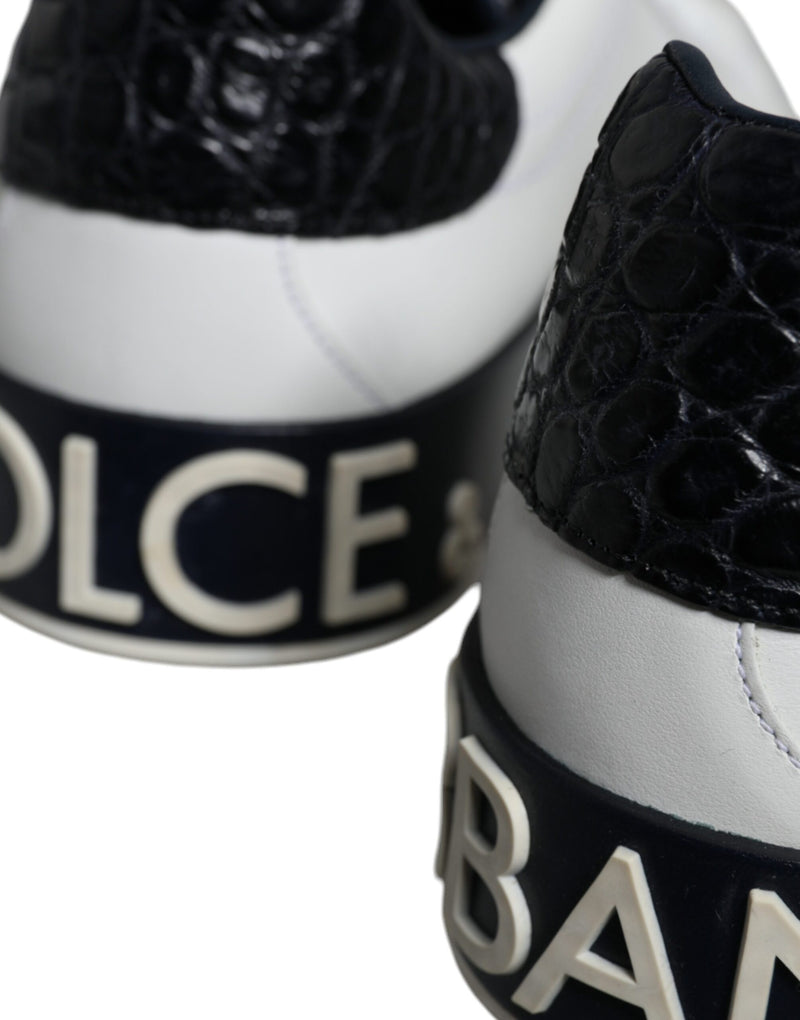 Dolce & Gabbana Black Leather Logo Portofino Sneakers