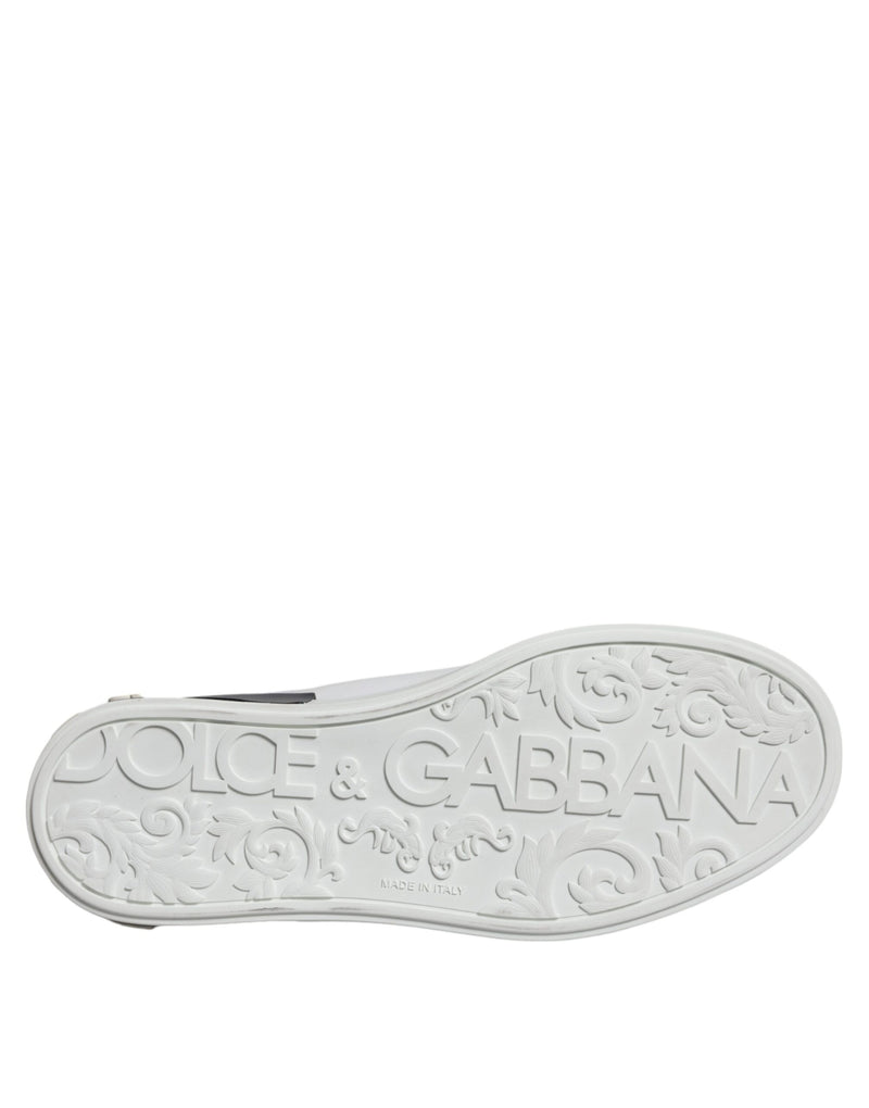 Dolce & Gabbana Black Leather Logo Portofino Sneakers