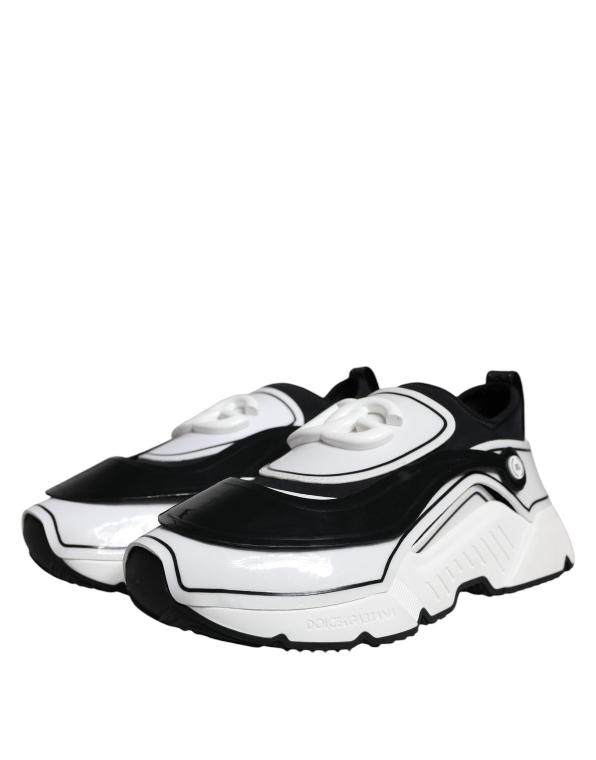 Dolce & Gabbana Sneakers Daymaster Blanc et Noir avec Plaque Logo