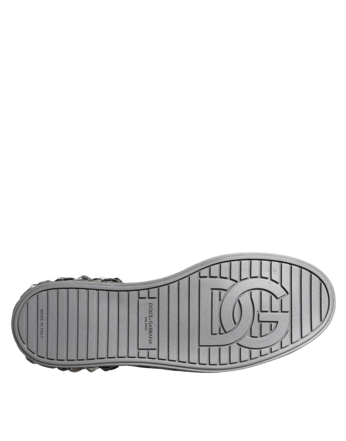 Dolce & Gabbana Portofino Sneakers en Cuir Blanc et Argent