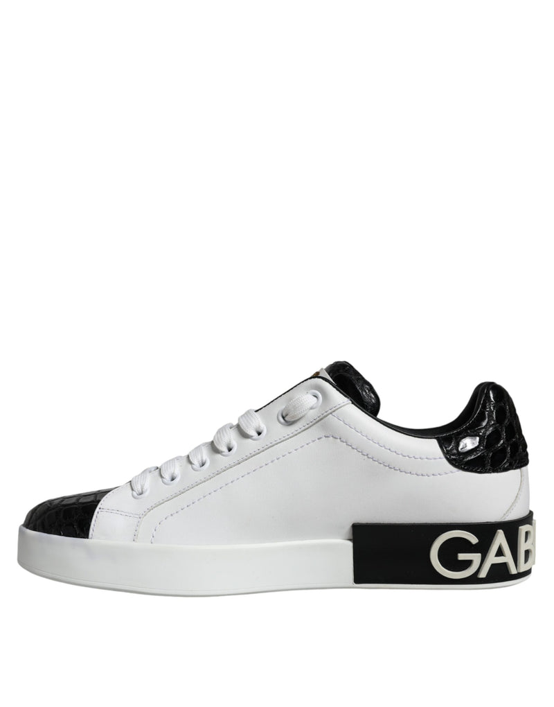 Dolce & Gabbana Portofino Sneakers en Cuir Noir pour Hommes