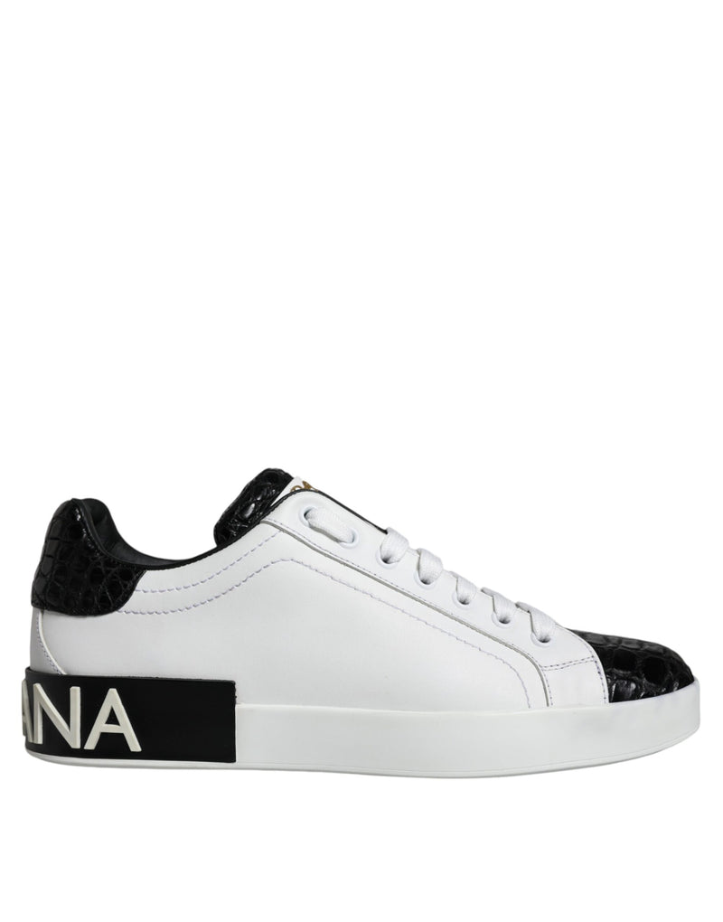 Dolce & Gabbana Portofino Sneakers en Cuir Noir pour Hommes