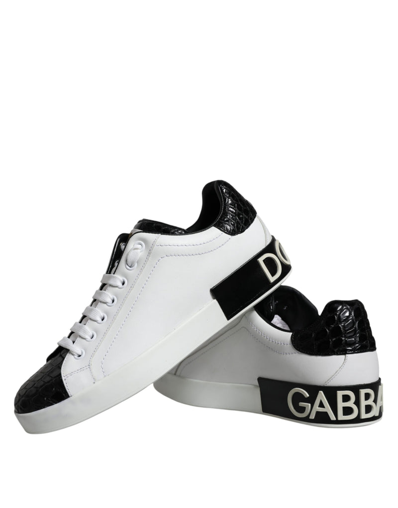Dolce & Gabbana Portofino Sneakers en Cuir Noir pour Hommes