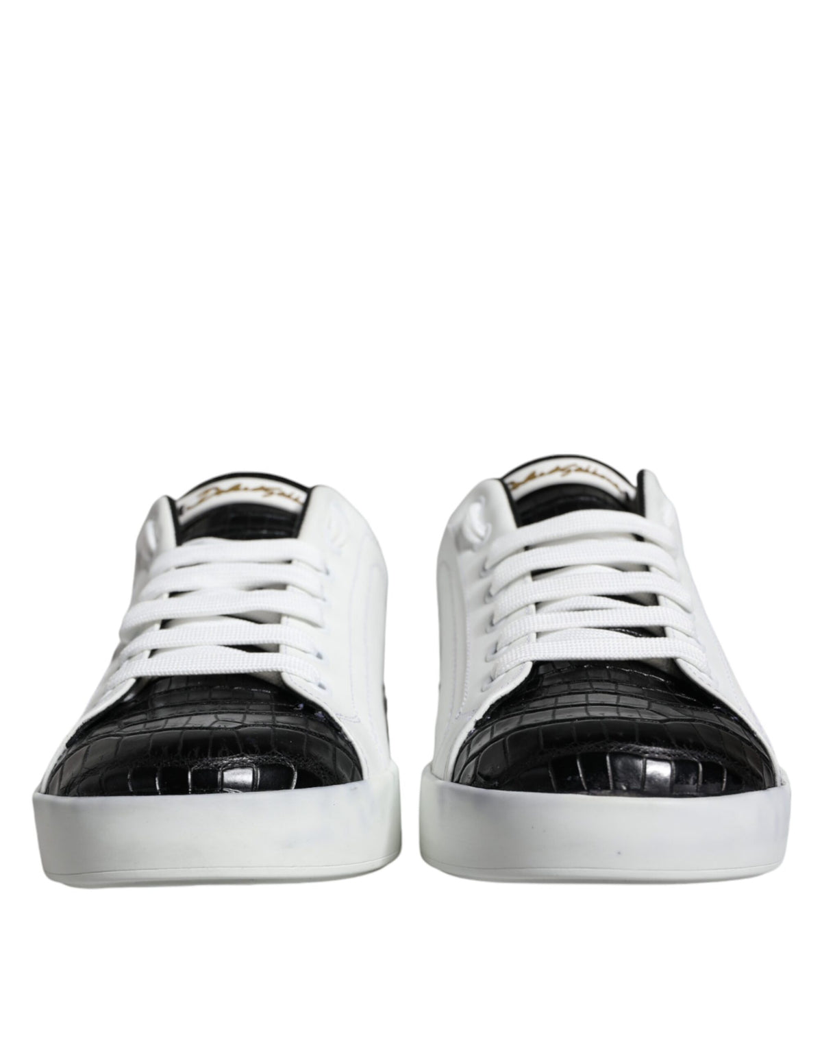 Dolce & Gabbana Black Leather Logo Portofino Sneakers