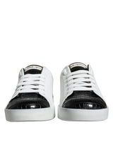Dolce & Gabbana Black Leather Logo Portofino Sneakers