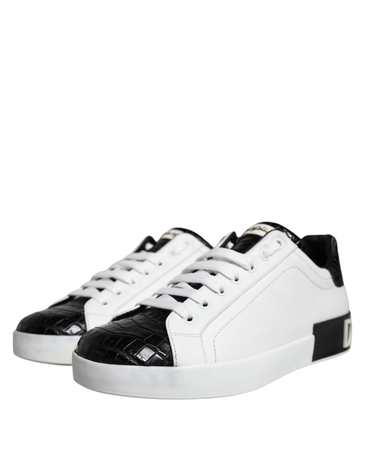 Dolce & Gabbana Black Leather Logo Portofino Sneakers
