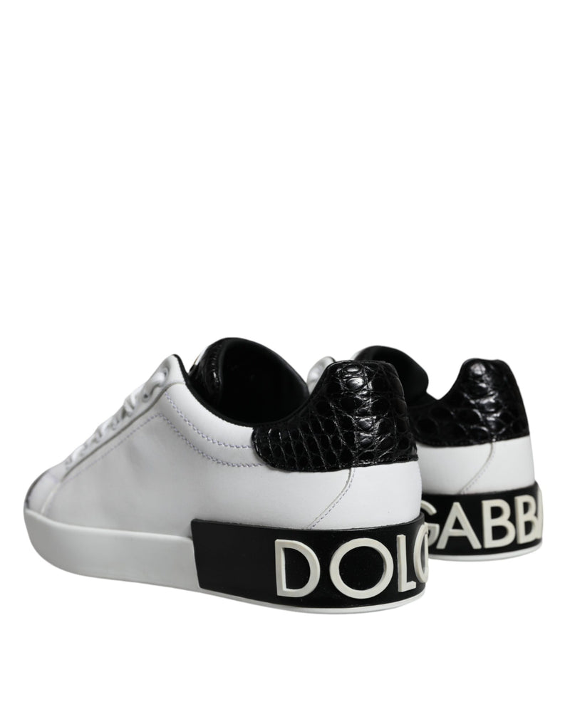 Dolce & Gabbana Black Leather Logo Portofino Sneakers