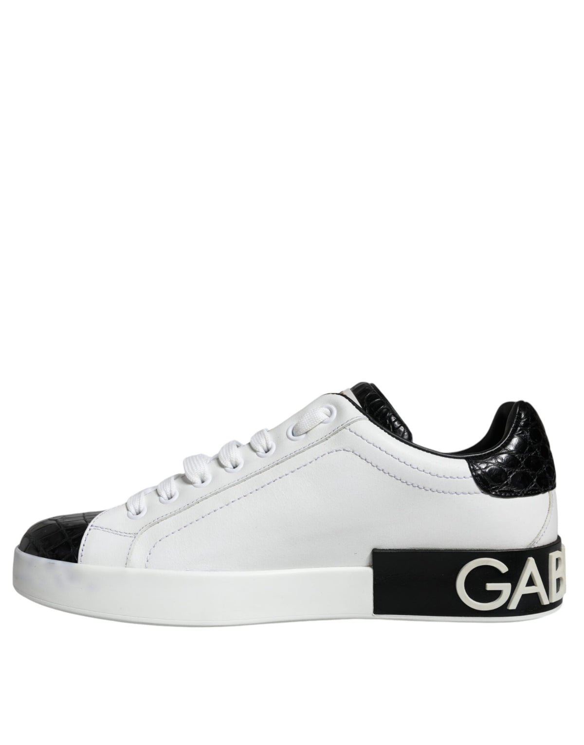 Dolce & Gabbana Black Leather Logo Portofino Sneakers