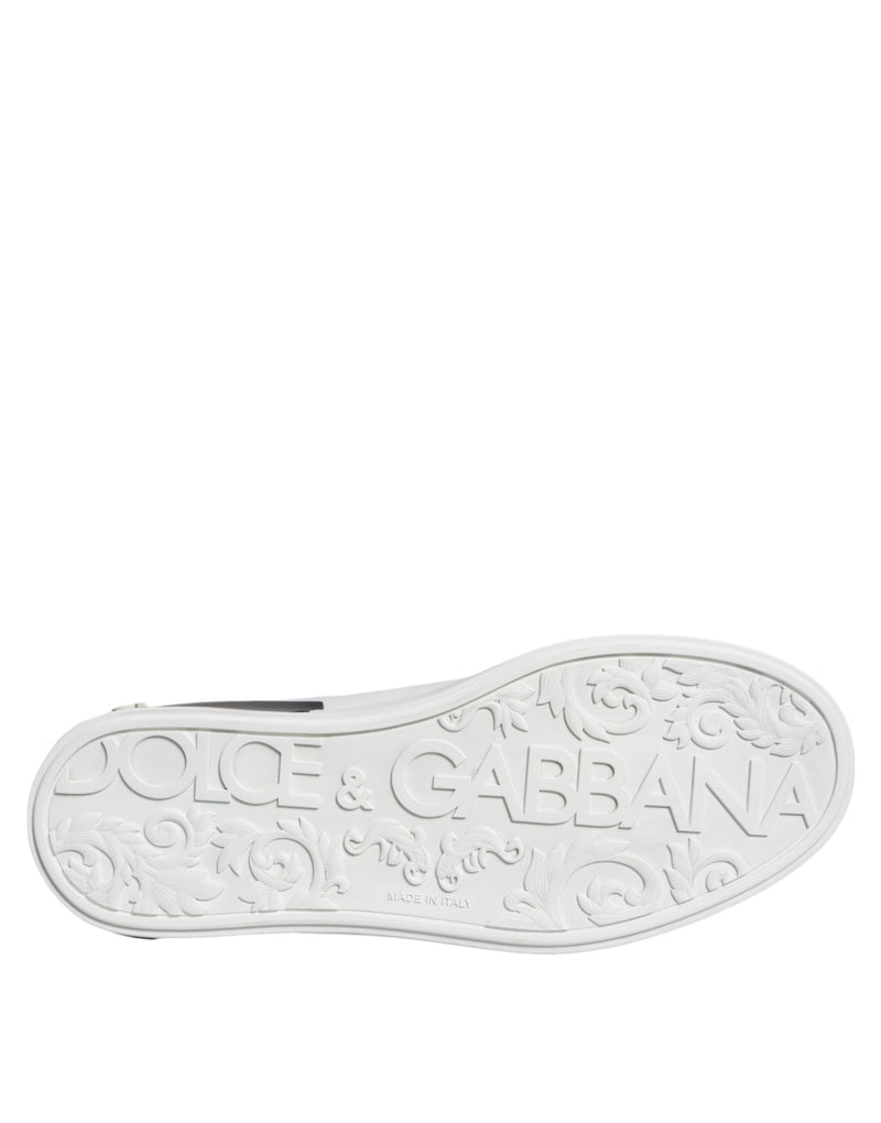 Dolce & Gabbana Black Leather Logo Portofino Sneakers