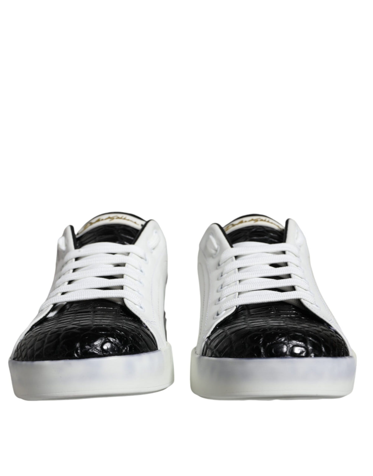 Dolce & Gabbana Black Leather Logo Portofino Sneakers