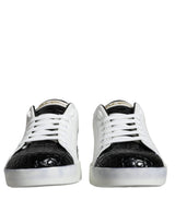 Dolce & Gabbana Black Leather Logo Portofino Sneakers