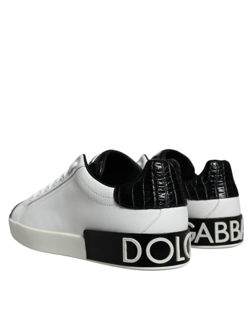 Dolce & Gabbana Black Leather Logo Portofino Sneakers