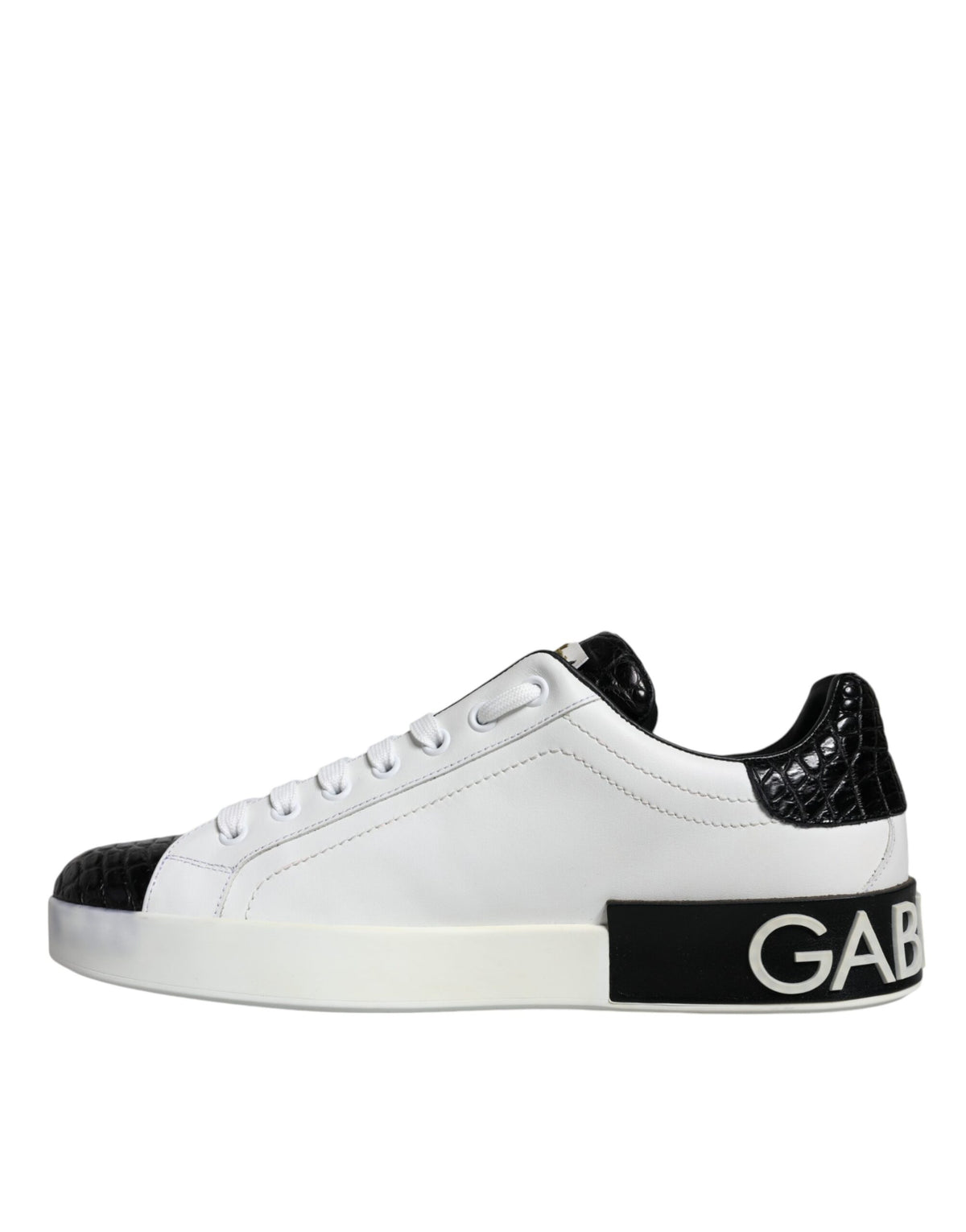 Dolce & Gabbana Black Leather Logo Portofino Sneakers