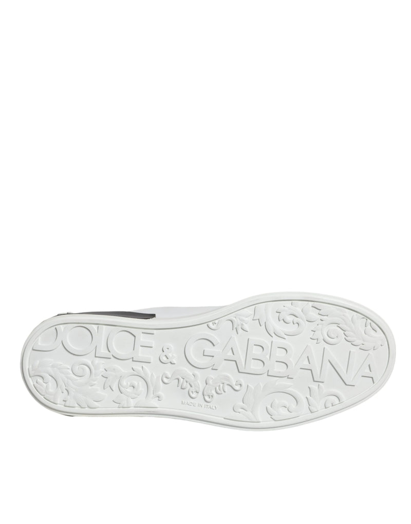 Dolce & Gabbana Black Leather Logo Portofino Sneakers