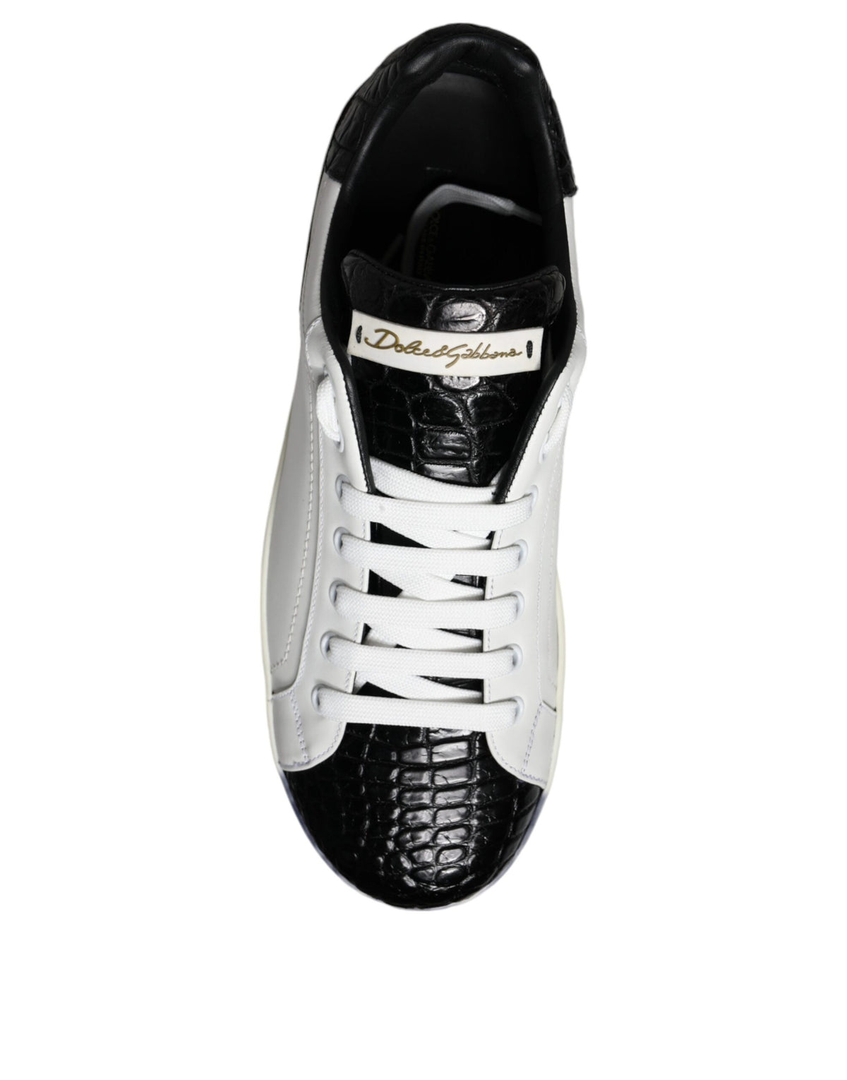 Dolce & Gabbana Black Leather Logo Portofino Sneakers