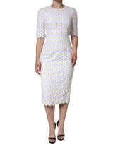 Robe Midi Dolce & Gabbana en Macramé Blanc avec Daisies
