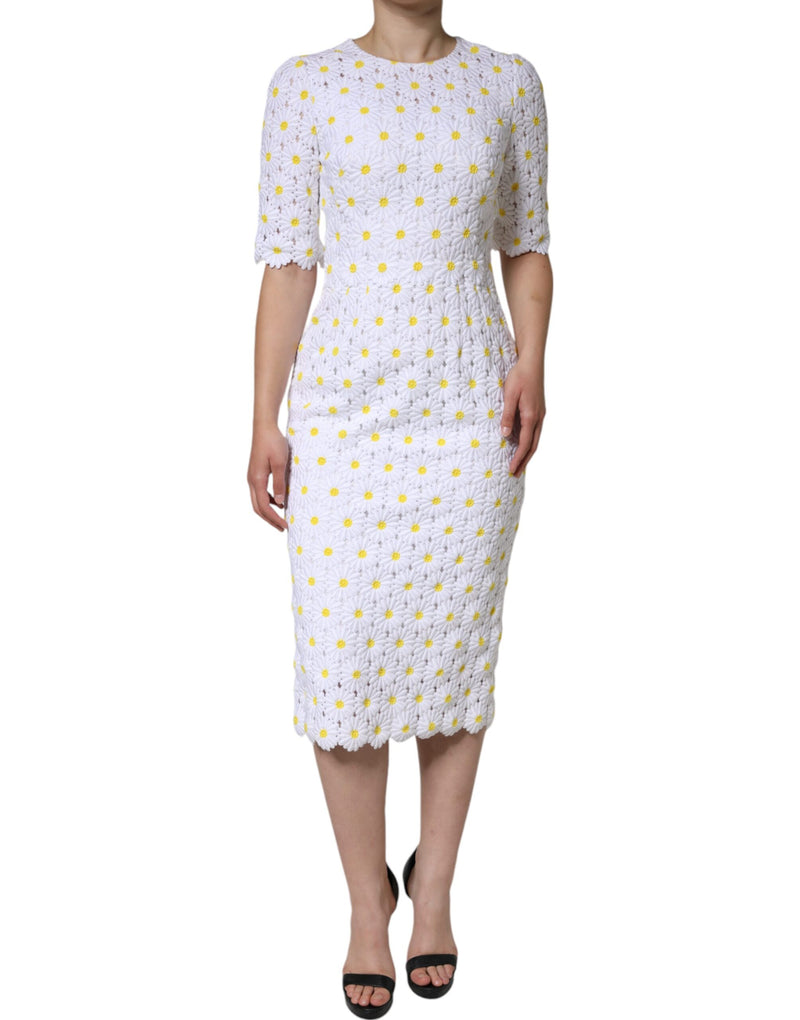 Robe Midi Dolce & Gabbana en Macramé Blanc avec Daisies
