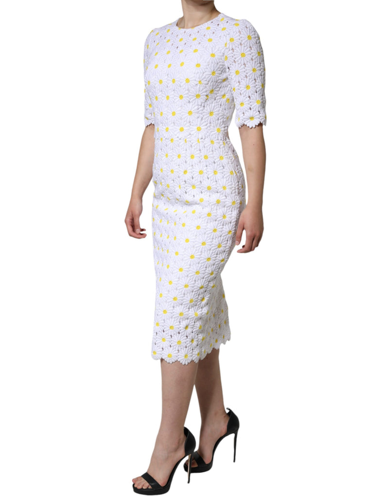 Robe Midi Dolce & Gabbana en Macramé Blanc avec Daisies