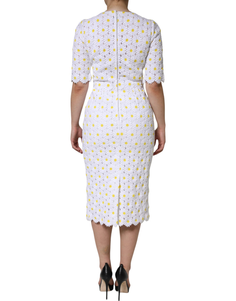 Robe Midi Dolce & Gabbana en Macramé Blanc avec Daisies