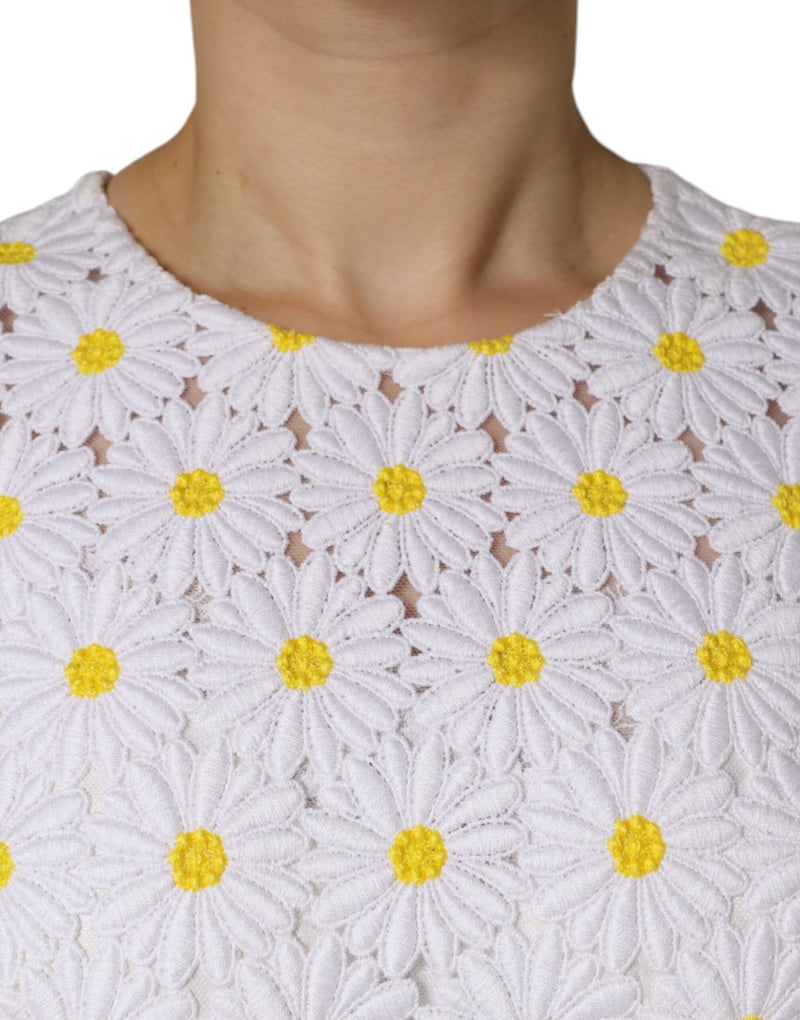 Robe Midi Dolce & Gabbana en Macramé Blanc avec Daisies