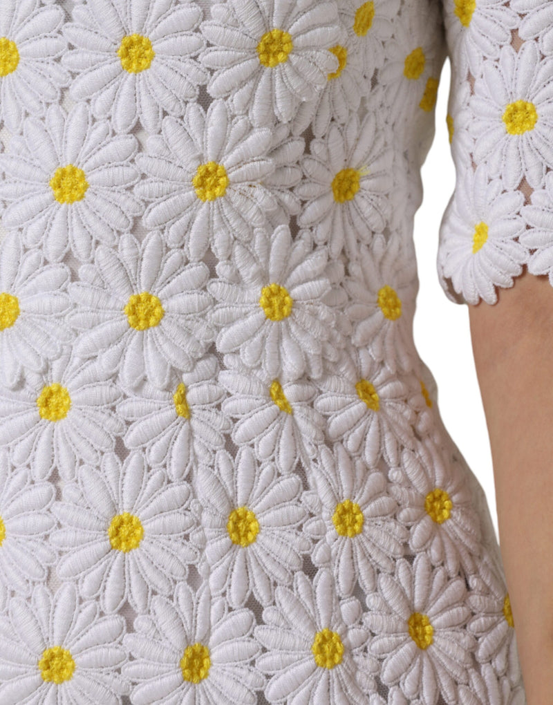 Robe Midi Dolce & Gabbana en Macramé Blanc avec Daisies