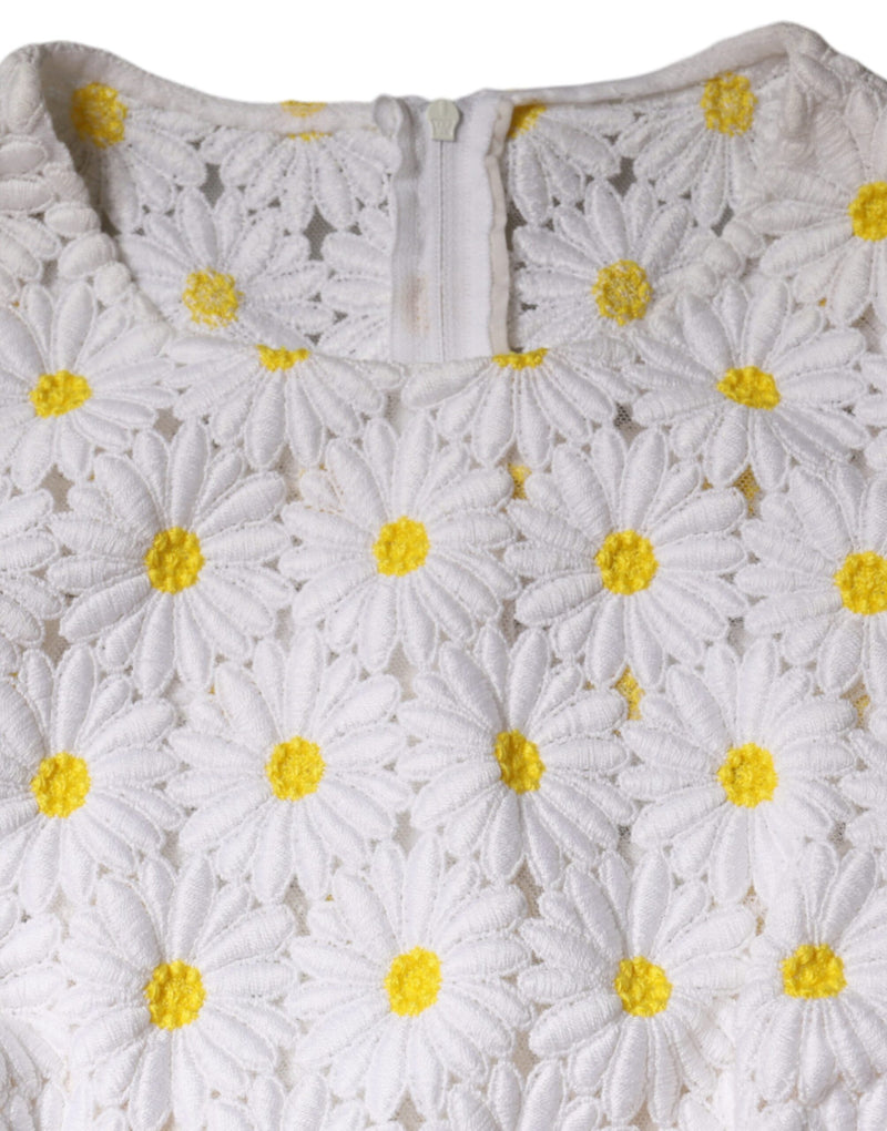 Robe Midi Dolce & Gabbana en Macramé Blanc avec Daisies