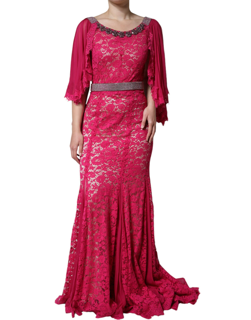 Robe Longue en Dentelle Rose Dolce & Gabbana