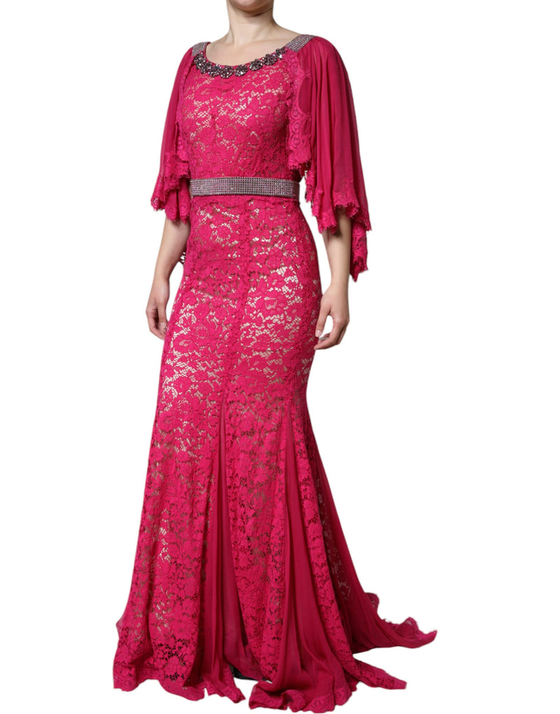 Robe Longue en Dentelle Rose Dolce & Gabbana
