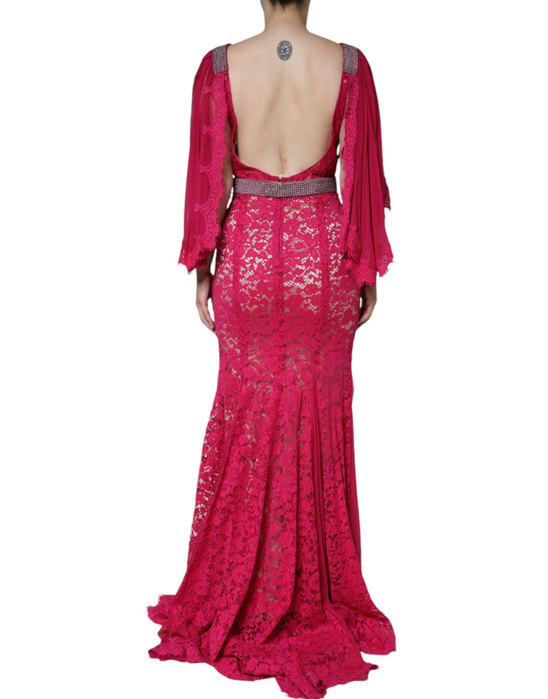 Robe Longue en Dentelle Rose Dolce & Gabbana