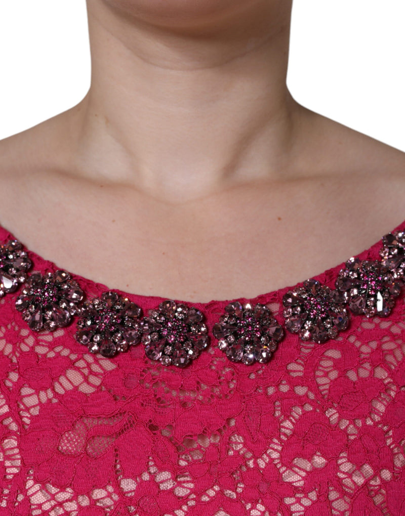 Robe Longue en Dentelle Rose Dolce & Gabbana