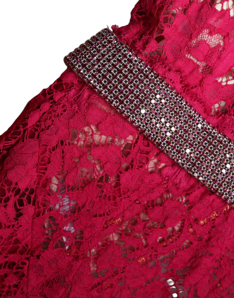 Robe Longue en Dentelle Rose Dolce & Gabbana
