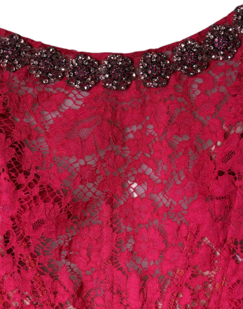 Robe Longue en Dentelle Rose Dolce & Gabbana