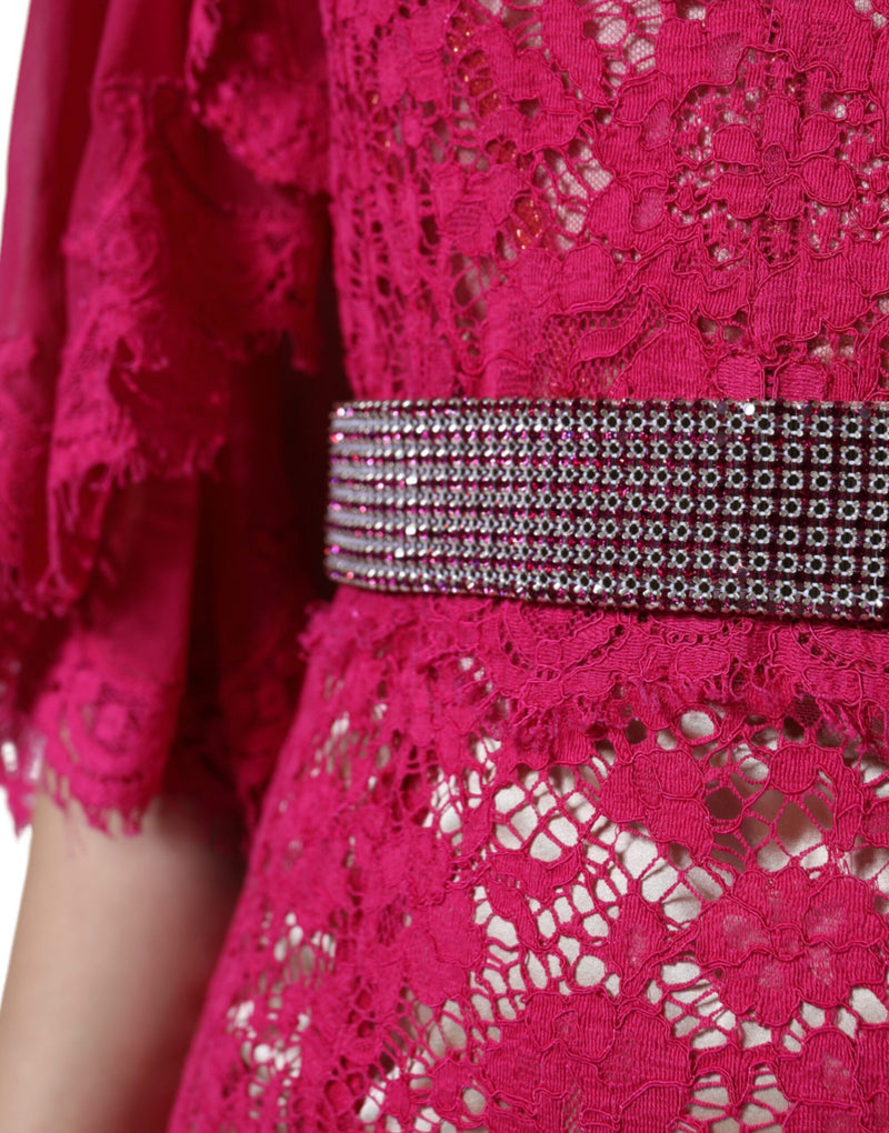 Robe Longue en Dentelle Rose Dolce & Gabbana