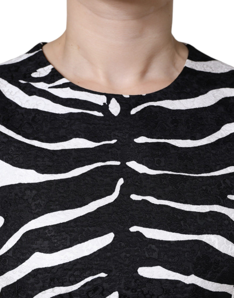 Dolce & Gabbana Black White Zebra A-Line Sheath Mini Dress