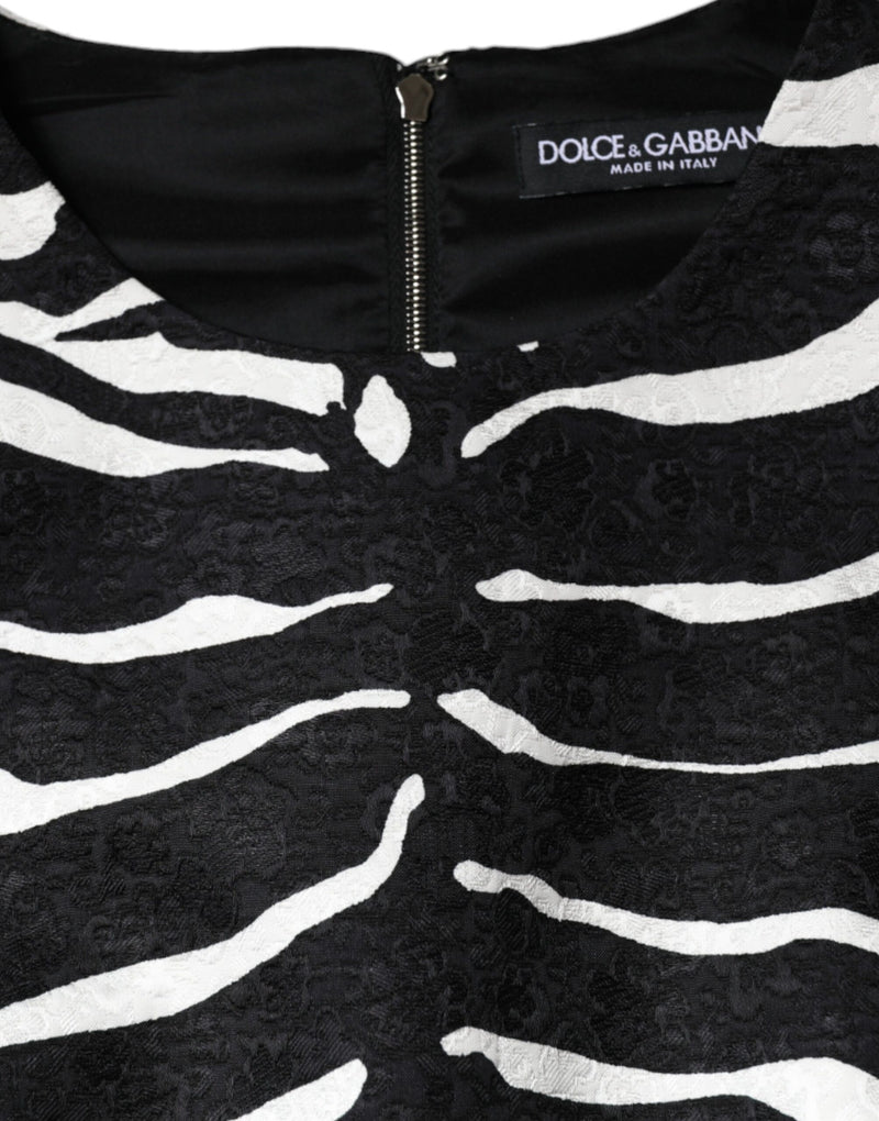 Dolce & Gabbana Black White Zebra A-Line Sheath Mini Dress