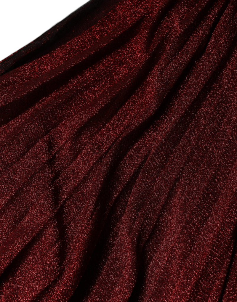 Robe Mini Plissée Rouge à Épaule Unique Dolce & Gabbana
