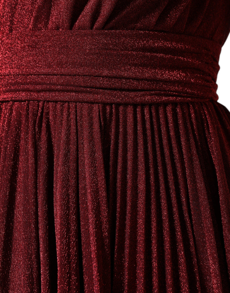 Robe Mini Plissée Rouge à Épaule Unique Dolce & Gabbana