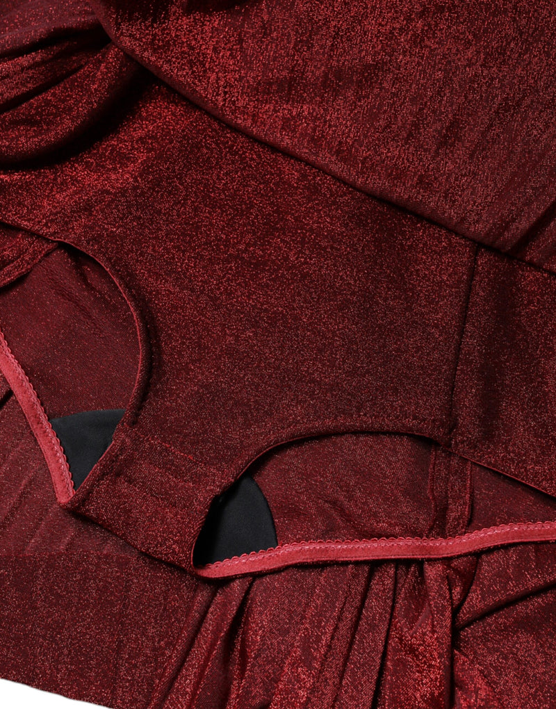 Robe Mini Plissée Rouge à Épaule Unique Dolce & Gabbana