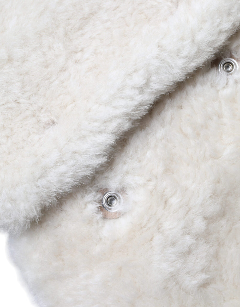 Burberry White WARRENFORD Shearling Leather Vest Jacket