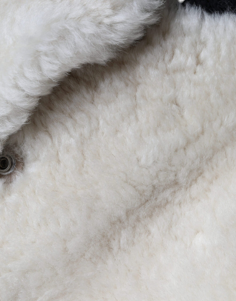 Burberry White WARRENFORD Shearling Leather Vest Jacket