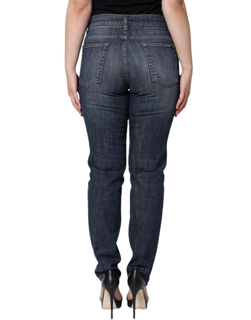 Dolce & Gabbana Jeans Skinny en Denim Élastique Bleu Foncé