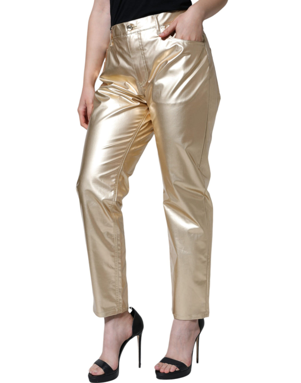 Dolce & Gabbana Metallic Gold Tapered Trousers