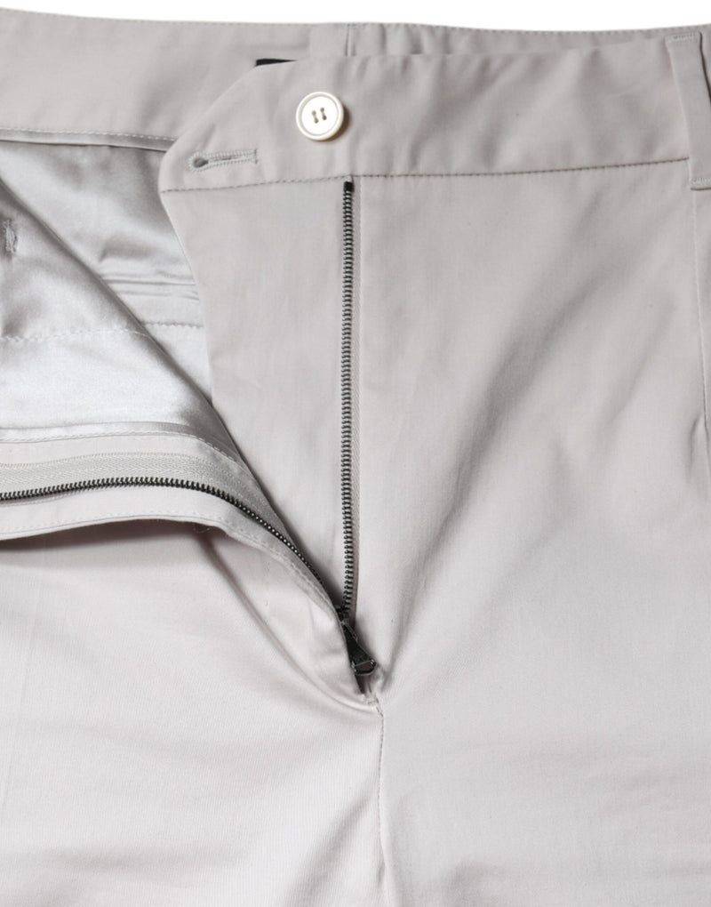 Dolce & Gabbana White Cotton Mid Waist Cropped Pants