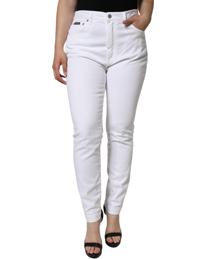 Dolce & Gabbana AUDREY Jeans Skinny Blanc en Coton Élastique