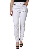 Dolce & Gabbana AUDREY Jeans Skinny Blanc en Coton Élastique