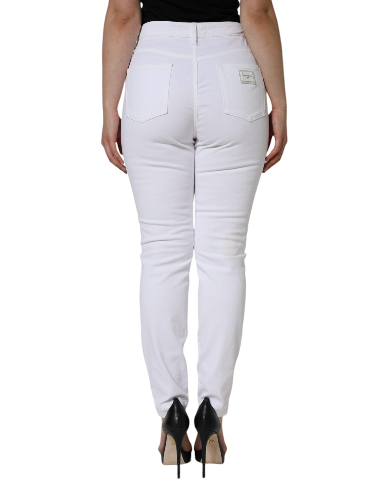 Dolce & Gabbana AUDREY Jeans Skinny Blanc en Coton Élastique
